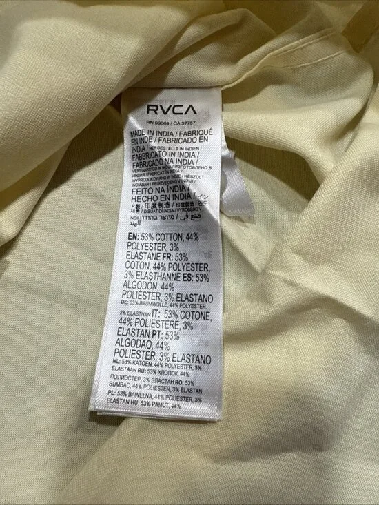 RVCA That’ll Do Stretch SS Woven Shirt Yellow Mens Size Medium NWT $60 - Picture 6 of 6